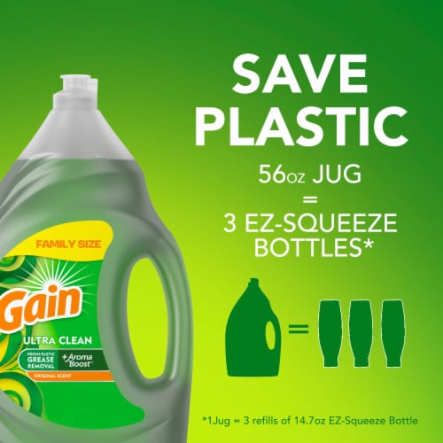 Gain Ultra Original Scent Dishwashing Liquid Dish Soap Perspective: left