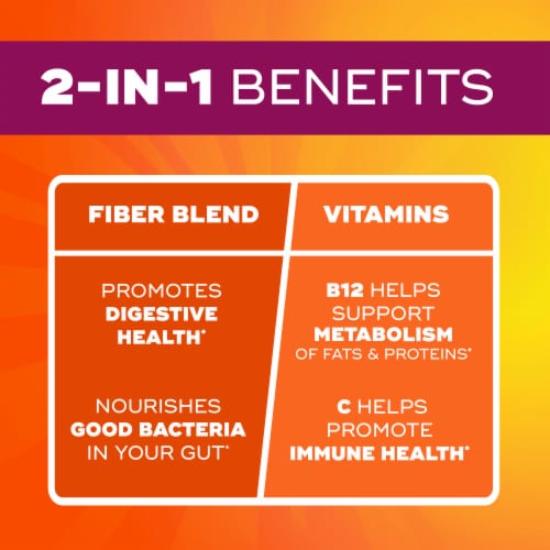 Metamucil Fiber + Vitamins C D & B12 No Sugar Added Citrus Gummies Perspective: left