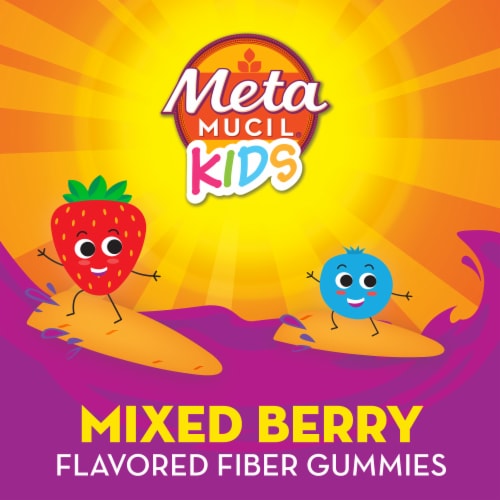 Metamucil Kids No Sugar Added Mixed Berry Fiber Gummies Perspective: left