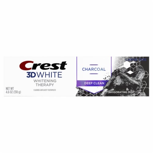 Crest 3D White Whitening Therapy Charcoal Deep Clean Mint, Anti Cavity Fluoride, Strengthens Enamel Perspective: left