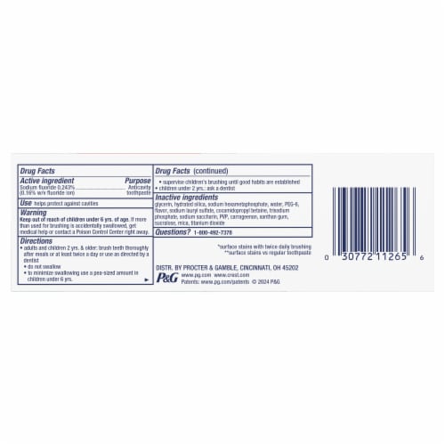 Crest 3D White Brilliance Blast Teeth Whitening Toothpaste Anticavity Fluoride Perspective: left