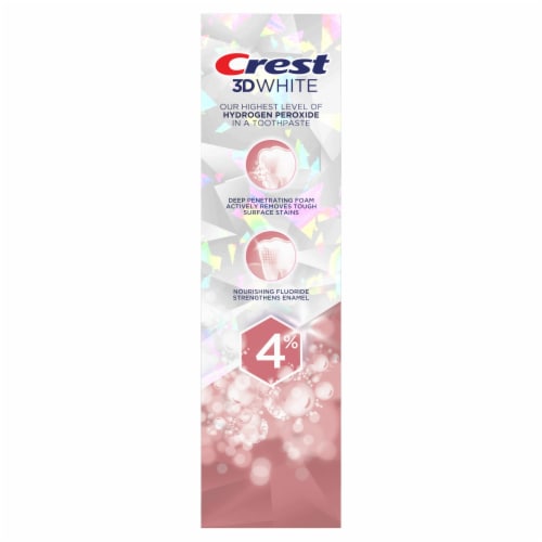 Crest 3D White Brilliance Hydrogen Peroxide Teeth Whitening Anti cavity Fluoride Toothpaste Perspective: left