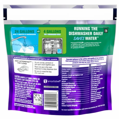 Cascade Platinum Plus ActionPacs Lemon Scent Dishwasher Detergent Pods Perspective: left