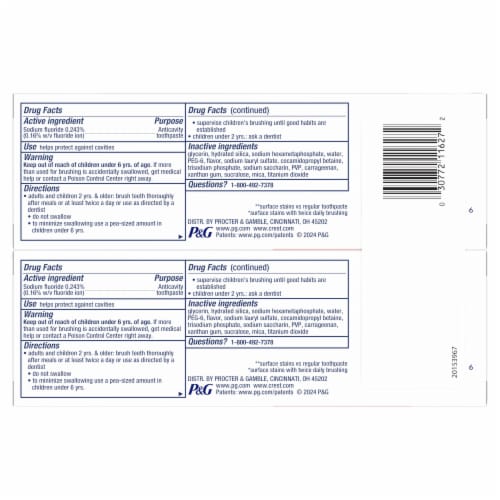 Crest 3D White Brilliance Peppermint Whitening Toothpaste Perspective: left