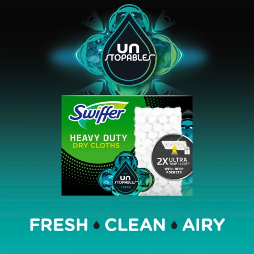 Swiffer Sweeper Heavy Duty Dry Multi-Surface Cloth Refills for Floor Sweeping Unstopables Perspective: left