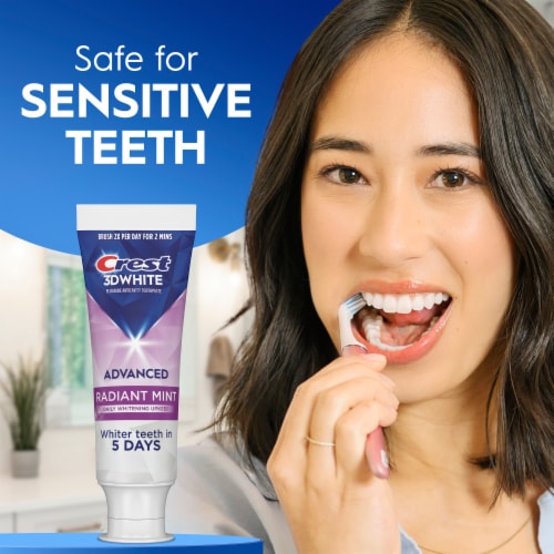 Crest 3D White Advanced Teeth Whitening Toothpaste, Radiant Mint Perspective: left