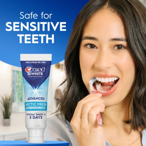 Crest 3D White Advanced Teeth Whitening Toothpaste, Arctic Fresh Perspective: left