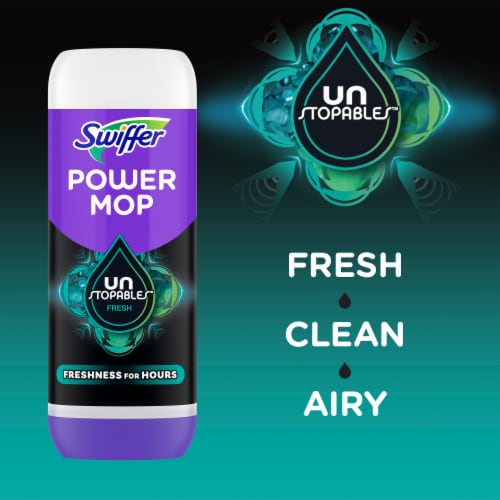 Swiffer PowerMop Floor Cleaning Solution with Unstopables Fresh Scent, 25.3 fl oz, 2 Pack Perspective: left