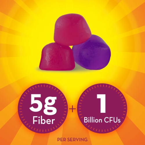 Metamucil Fiber + Probiotics No Sugar Added Strawberry Kiwi Blackberry Gummies Perspective: left