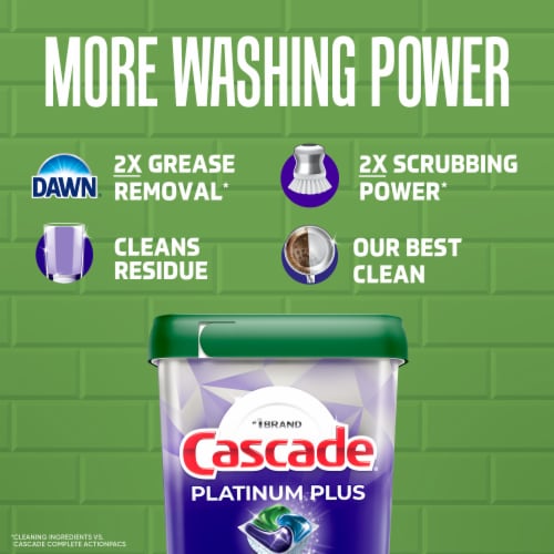 Cascade Platinum Plus Dishwasher Pods, Dishwasher Detergent, Dish Detergent Soap, Lemon, 9 Count Perspective: left