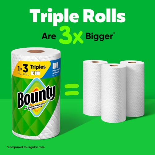 Bounty Paper Towels Select-A-Size White, 6 Triple Rolls, 123 Sheets Per Roll Perspective: left
