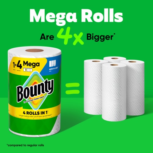 Bounty Paper Towels Select-A-Size White, 6 Mega Rolls, 164 Sheets Per Roll Perspective: left