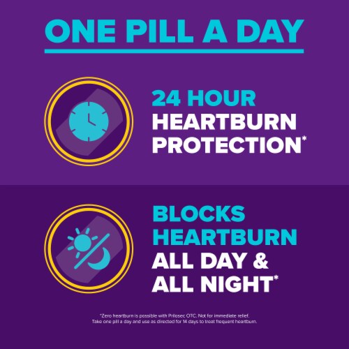 Prilosec OTC Delayed Release 20mg Acid Reducer Heartburn Relief for 24 Hours, Wildberry Flavor Perspective: left