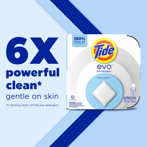 Tide Evo Free & Gentle Fragrance-Free Laundry Detergent Tile Sheets Perspective: left