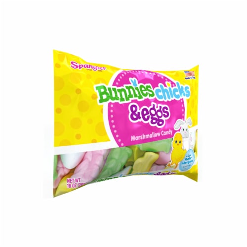 Spangler® Bunnies Chicks & Eggs Marshmallow Easter Candy Bag Perspective: left