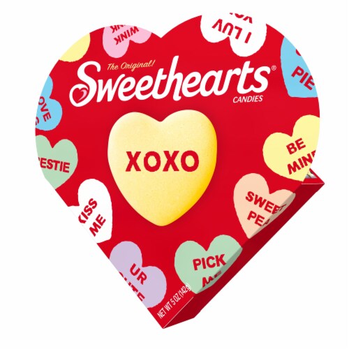 The Original Sweethearts Assorted Hard Valentine's Day Candy Box Perspective: left