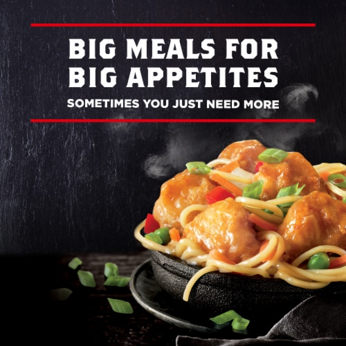 Banquet Mega Bowls Sesame Chicken Lo Mein Frozen Meal Perspective: left