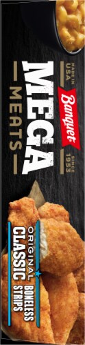 Banquet® Mega Meats Original Classic Boneless Chicken Strips & Spicy Mac & Cheese Frozen Meal Perspective: left