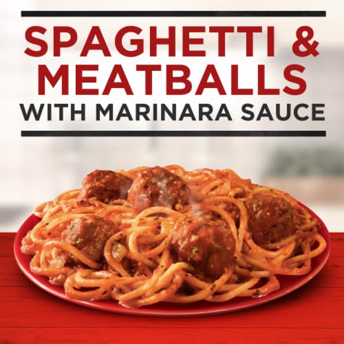 Banquet Spaghetti & Meatballs Frozen Meal Perspective: left