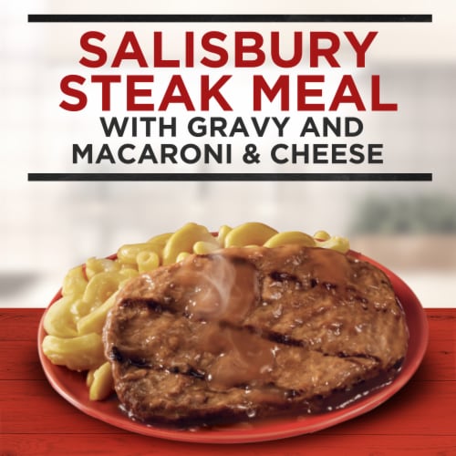 Banquet Salisbury Steak With Mac And Cheese Frozen Meal Perspective: left