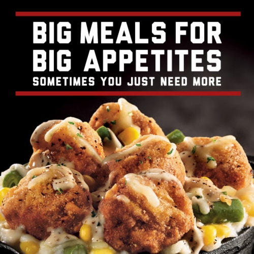 Banquet Mega Bowls Chicken Fried Beef Steak Frozen Meal Perspective: left