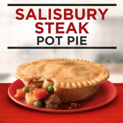 Banquet Salisbury Steak Deep Dish Pot Pie Frozen Meal Perspective: left