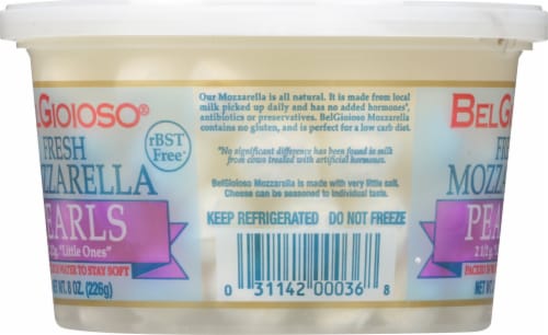 BelGioioso Fresh Mozzarella Cheese Pearls Perspective: left