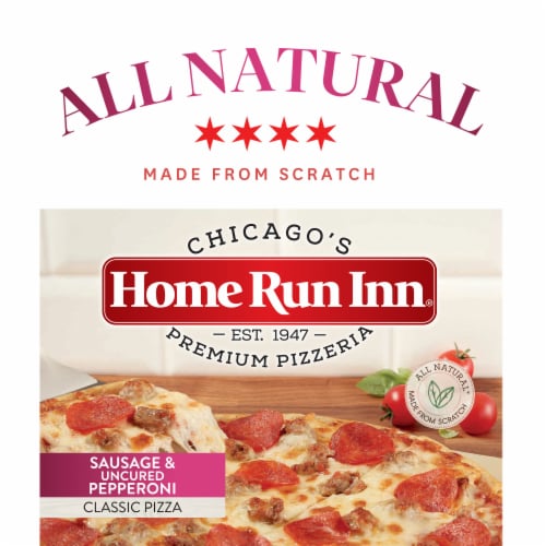 Home Run Inn Frozen Sausage & Uncured Pepperoni Classic Pizza Perspective: left