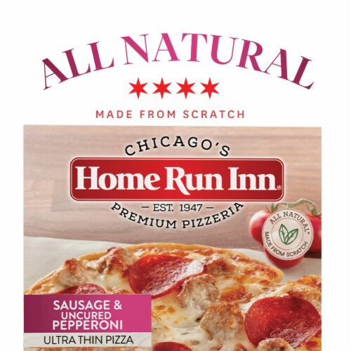 Home Run Inn Sausage and Uncured Pepperoni Thin Crust Personal Frozen Pizza Perspective: left