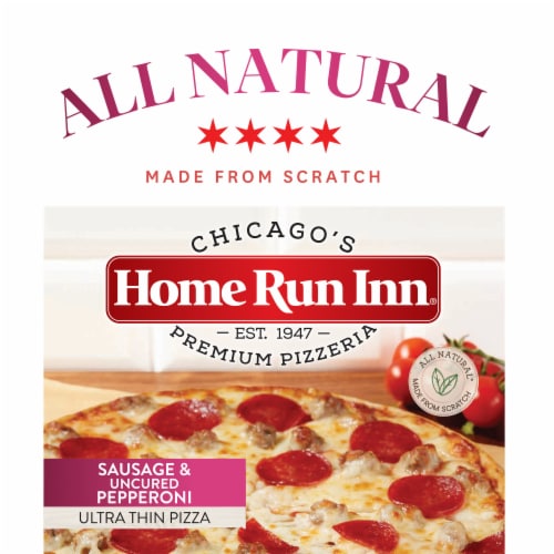 Home Run Inn Frozen Sausage & Uncured Pepperoni Ultra Thin Pizza Perspective: left