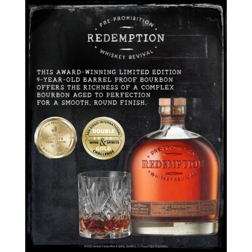 Redemption Aged 9 Years Barrel Proof Kentucky Straight Bourbon Whiskey Perspective: left