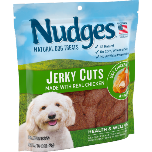 blue Buffalo Nudges Natural Jerky Cuts with Real Chicken Adult Dog Treats Perspective: left