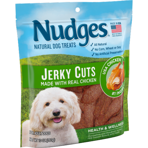 Blue Buffalo Nudges Real Chicken Jerky Cuts Dog Treats Perspective: left