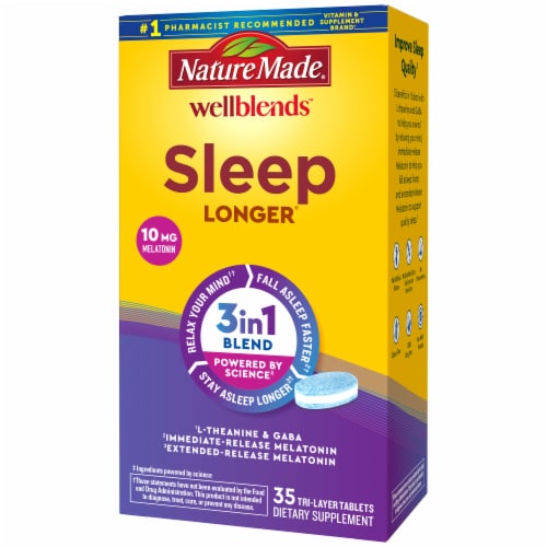 Nature Made® WellBlends™ Sleep Longer® Tri-Layer Dietary Supplement Tablets Perspective: left