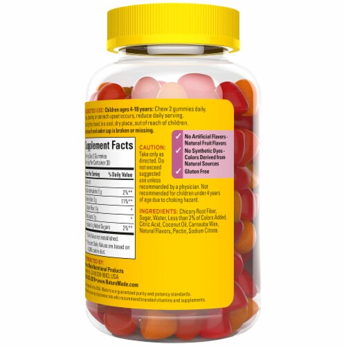 Nature Made Kids First Fiber Orange & Mixed Berry Gummies Perspective: left