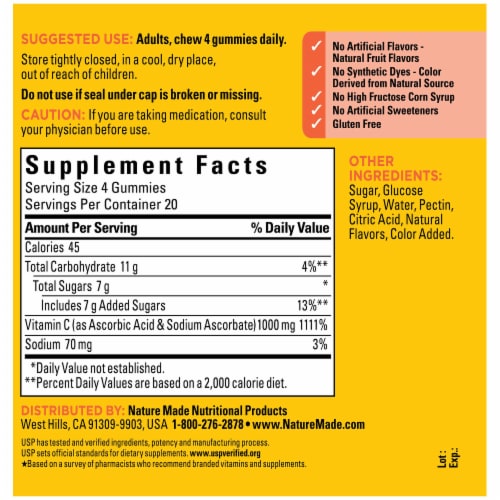 Nature Made® Extra Strength 1000 mg Vitamin C Gummies Perspective: left