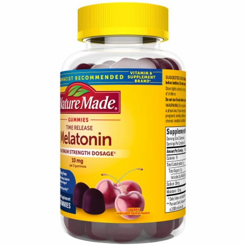 Nature Made® Time Release Melatonin Maximum Strength Dosage Gummies 10 mg Perspective: left