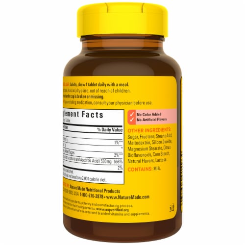 Nature Made® Orange Flavored Chewable Vitamin C Tablets 500mg Perspective: left