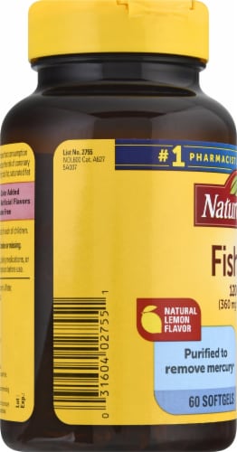 Nature Made Fish Oil Omega-3 Softgels 1200mg 60 Count Perspective: left