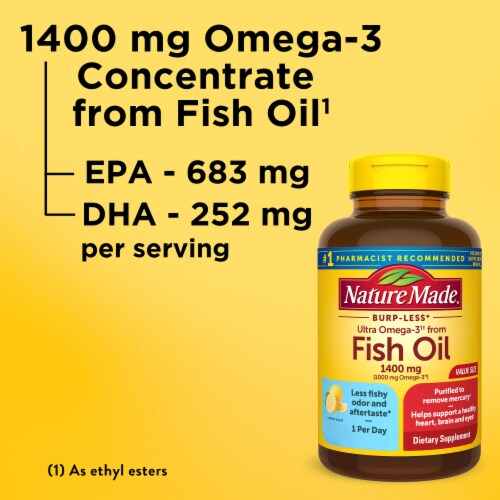 Nature Made® Ultra Omega 3 Fish Oil Soft Gels 1400mg Perspective: left