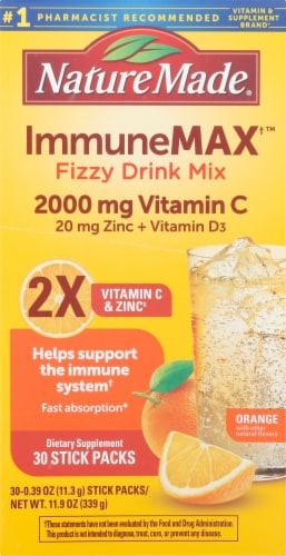 Nature Made® Immune Max Orange Flavored Fizzy Drink Mix Packets Perspective: left