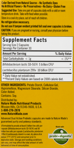 Nature Made Advanced Dual Action Digestive Probiotics Capsules Perspective: left