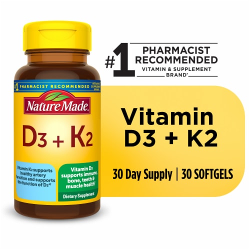 Nature Made® Vitamin D3 + K2 Softgels Perspective: left