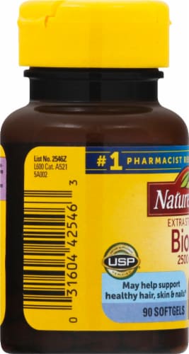 Nature Made Biotin Dietary Supplement Liquid Softgels 2500 mcg Perspective: left