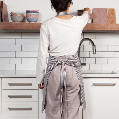 Now Designs Red Stripe Unisex Kitchen Apron with Adjustable Strap Perspective: left