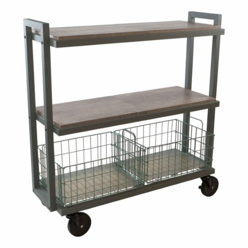 Atlantic Narrow Large Metal and Wire Cart System 3-Tier in Green Perspective: left