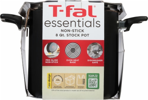 T-fal Essentials Stock Pot Non Stick With Lid - Black Perspective: left