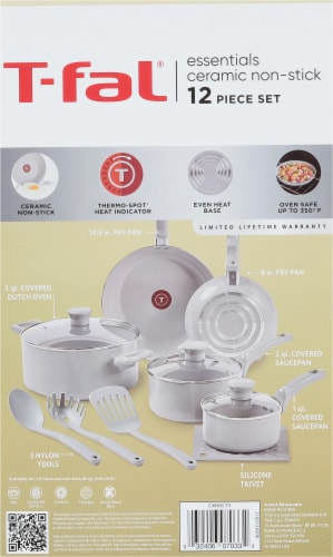 T-fal Essentials Cookware Set Ceramic - White Perspective: left