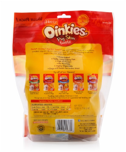 Hartz Oinkies Smoked Pig Skin Twists Value Pack Perspective: left