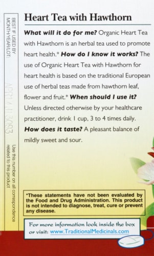 Traditional Medicinals Hawthorn With Hibiscus Herbal Tea Bags 16 Count Perspective: left